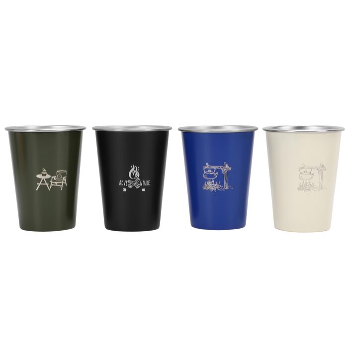 Пивні кухлі з нержавіючої сталі 304, легкі, міцні, портативні, набір з 4 кухлів для кемпінгу, 350 мл, кухлі для води для пікніка на свіжому повітрі, підходять для походів з кавою