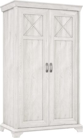 Шафа 120 130, Шафа для спальні, Сільський стиль, 2-дверна шафа з полицями та вішалкою для одягу, Декор дерева Сосна біла, 123 см завширшки x 210 см заввишки x 66 см завглибшки, Сосна біла 66,2 x 123 x 210,3 см, 2-дверна шафа, Одинарна