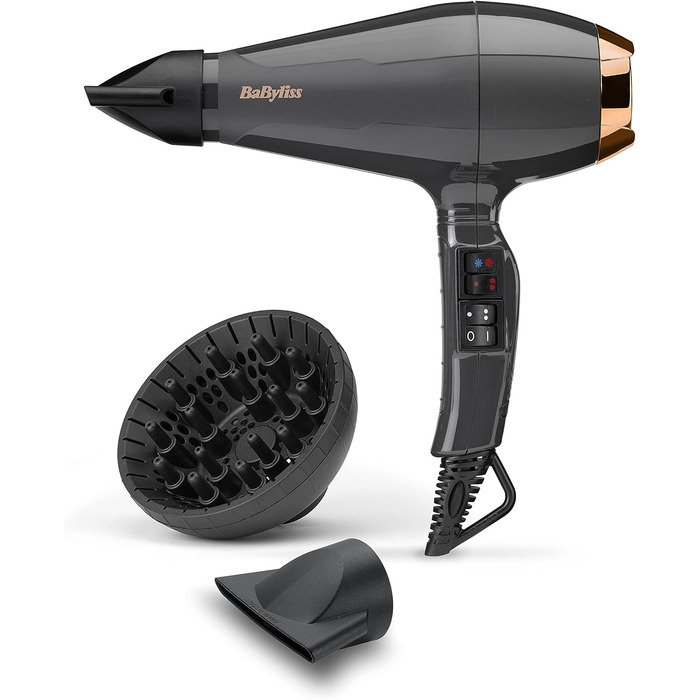 Набір BaByliss фен Italian Air Pro 2200 (сірий, 2200 Вт, AC-мотор, іонізація, 6719DE) та випрямляч Super Smooth 235 (іонізація, 140C - 235C, ST393E)