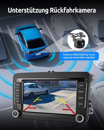 Автомобільне радіо ESSGOO Android 15 464G з бездротовим Android CarPlay для VW Golf MK5 MK6 Polo Caddy Passat Seat RCD330, 2 Din Bluetooth-радіо з 7-дюймовим сенсорним екраном FM RDS GPS WiFi навігація