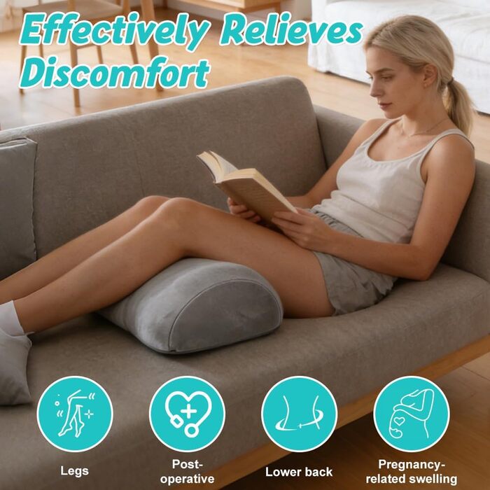 Подушка для колін, подушка для підняття ніг, подушка для ніг, подушка для колін для сну, ергономічна подушка з позиціонування з піни з пам&39яттю форми для колін та ніг (світло-сіра)