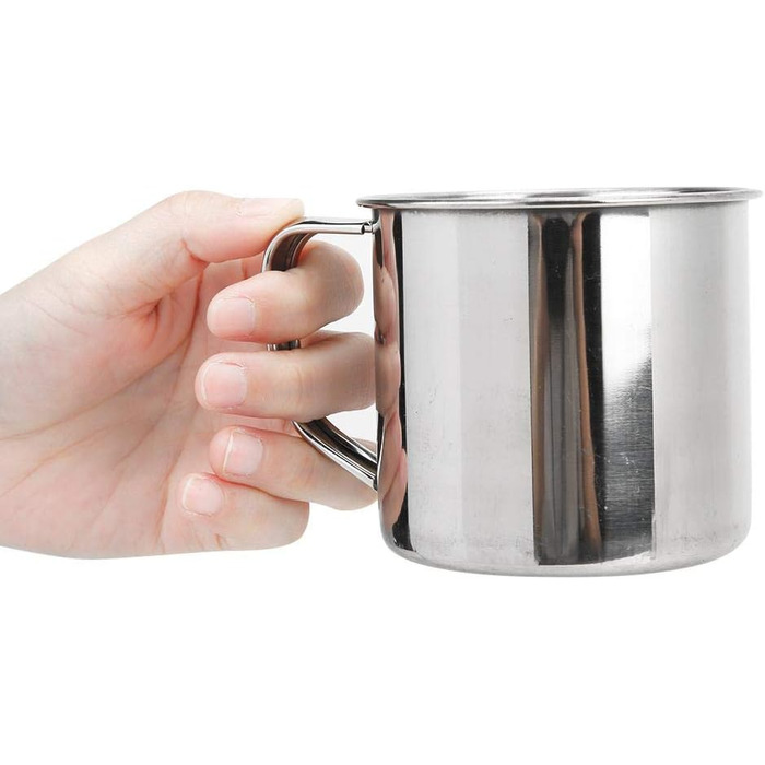 Набір столових приборів для кемпінгу, набір посуду з нержавіючої сталі, мірний набір, включає тарілку, чашку, виделку, ложку, ніж, набір столових приборів 8 в 1 з сітчастою сумкою, набір посуду для кемпінгу, походів та пікніків на свіжому повітрі