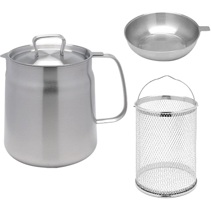 Горщик для смаження Gralara, кошик для сита для олії з ручкою, каструля, каструля для бульйону, маленька каструля для фритюрниці для приготування, випічка, олія, зберігання, 2 л