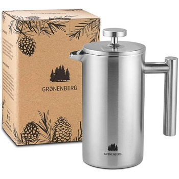 Френч-прес Groenenberg I Високоякісний френч-прес Thermo з функцією збереження тепла I Кавоварка різних розмірів від 300 мл до 1 літра