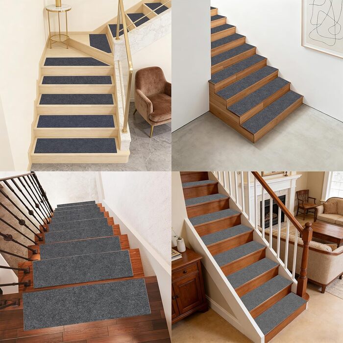 Килим для сходів 30 x 40 см, приємний м&39який ворс, самоклеючий та протиковзкий, можна різати, багаторазовий, 5 килимових сходинок, килимки для сходів для дітей, людей похилого віку, C