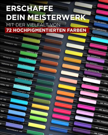 Набір кольорових олівців преміум-класу в металевій коробці 72 кольори Високопігментовані кольорові олівці Стійкі до розривів, плавне нанесення кольору Розмальовки для дорослих, дітей та художників (металева коробка)
