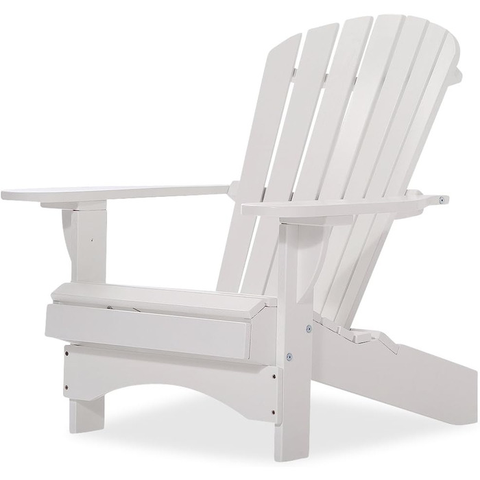 Оригінальні крісла Dream-Chairs з 2007 року Adirondack Chair Comfort de luxe в білому кольорі Садове крісло з ергономічною спинкою Крісло для патіо Садове крісло для балкона, саду максимальне навантаження 170 кг 98D x 84W x 95H см Білий - Лакований