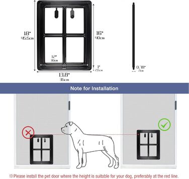 Сітка для собак Enjoying Pet Door Screen для собак, великих котів, сітка від комах з функцією блокування для розсувних дверей, сітчастих дверей, вікна - 30 x 40 см