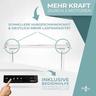 Електрична рама столу з регулюванням висоти, сертифікована TV GS, для столів стоячи, 2 двигуни із захистом від зіткнень, 4 слоти пам&39яті, вантажопідйомність до 100 кг (білий колір)