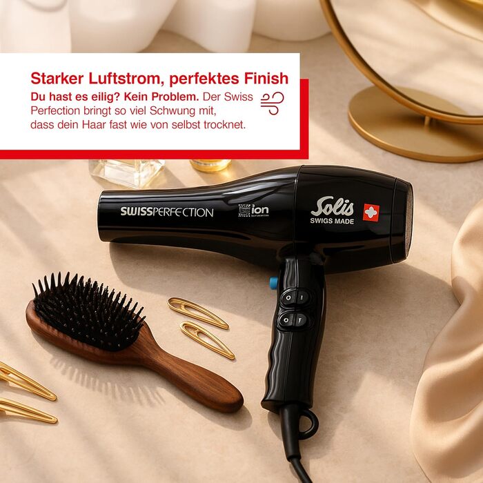 Фен професійний фен з 3 режимами температури та 2 режимами швидкості повітря, функцією холодного обдування, AC-мотором потужністю 2300 Вт та іонізацією. Чорний колір., 440