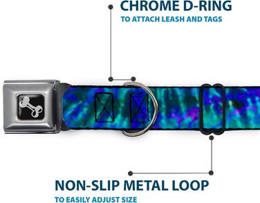 Нашийник для собак із застібкою, Зелений/Синій/Фіолетовий, Ширина 2.5 см - Підходить для обхвату шиї 38-66 см - Великий розмір, Багатокольоровий