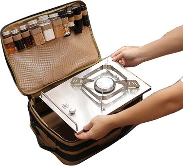 Сумка для кемпінгового посуду, портативна, водонепроникна, для плити, сумка на бак, для активного відпочинку, для пікніка, для посуду, органайзер для кемпінгового посуду, сумка-органайзер, чорна