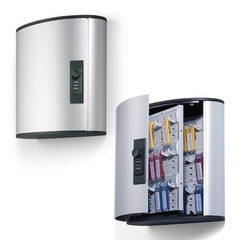 Міцна скринька для ключів Code 36 (комбінаційний замок) Шафа для ключів на 36 ключів, срібляста, 196623 Комбінаційний замок на 36 ключів