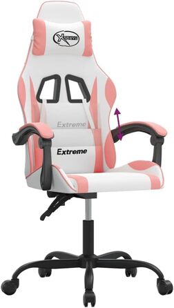 Геймерське крісло, офісне крісло, білий та рожевий, штучна шкіра