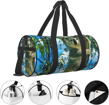 Спортивна сумка, дорожня сумка, принт Ведмідь, малюнок Коала, сумка для подорожей на ніч, Чорний колір, універсальний розмір, дорожня сумка