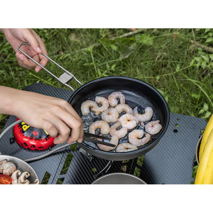 Сковорода для кемпінгу iBasingo 22 см 1500 мл Титанова сковорода з антипригарним покриттям зі складною ручкою Портативна легка ско