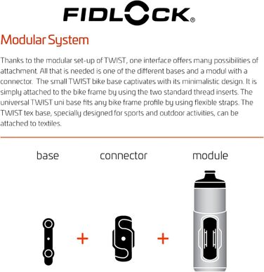 Пляшка Fidlock TWIST 590 велосипедна основа велосипедна пляшка для води об&39ємом 590 мл з магнітно-механічним тримачем, включаючи тримач, без BPA та придатна для миття в посудомийній машині, колір чорний, 590 мл