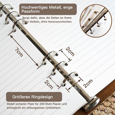 Шкіряна папка-реєстратор A5 з можливістю багаторазового заповнення, блокнот на 6 кілець, багаторазовий, на 120 сторінок, щоденник подорожей та щоденник із натуральної шкіри, подарунки для чоловіків та жінок, художники, коричневий