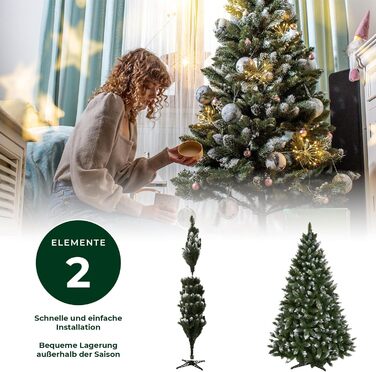 Штучна ялинка зі срібними кульками та інеєм 180 см KADAX