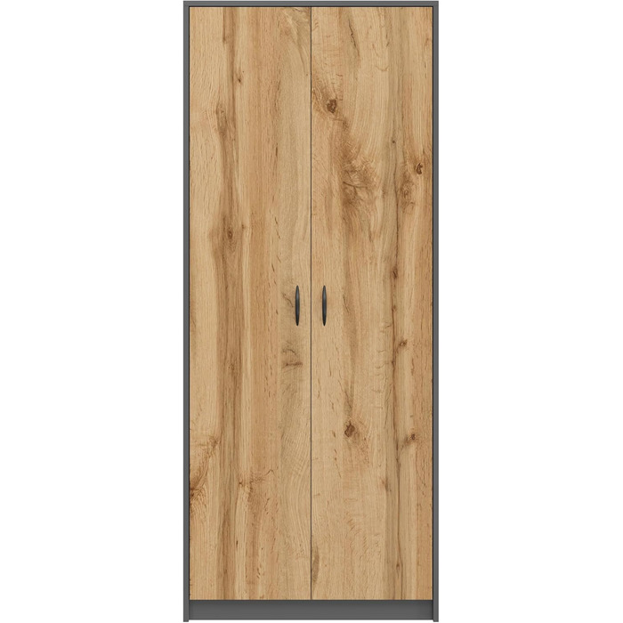 Шафа для мітл - Шафа для прибирання, побутова шафа - 74x35x180 см - Практична багатоцільова шафа, універсальна шафа для мітл, пилососа, засобів для чищення - Dino Graphite/Oak Wotan Graphite / Oak Wotan