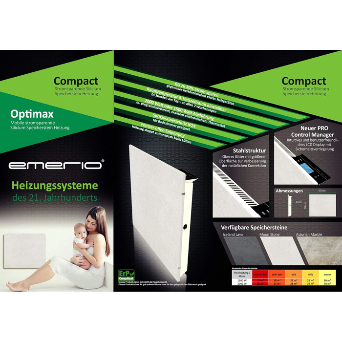 Енергозберігаючий обігрівач Emerio, SH-122561, ВИРОБЛЕНО В ЄВРОПІ, бездоганна ефективність інфрачервоного/конвектора/вентиляторного обігрівача, IP24, дизайн Iceland Lavastone, настінний, 2000 Вт