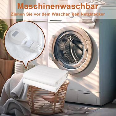 Підігріта ковдра DOEL 160x140 см, подвійна підігріта підковдра з 10 режимами нагріву, електрична підігріта ковдра з автоматичним вимкненням 3/12 годин, підігрів матраца, який можна прати в пральній машині, 220-230 В, 50-60 Гц, 115 Вт, білий