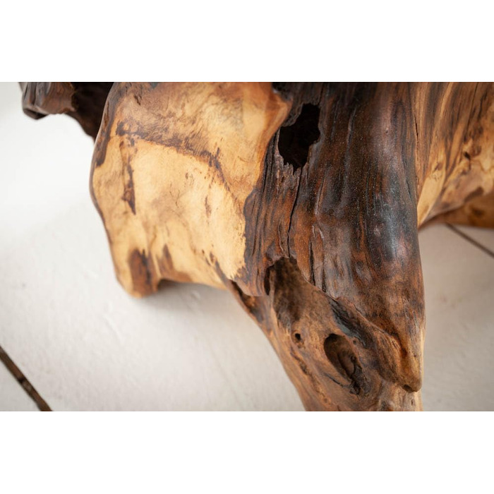 ІНТЕР&39ЄР riess-Ambiente.de Табурет зі стовбура дерева ROOT Тиковий стілець Сидіння з масиву кореневого дерева Табурет Приставний столик Стіл з натурального дерева Стіл з деревини Дерев&39яний стілець Пуф для ніг