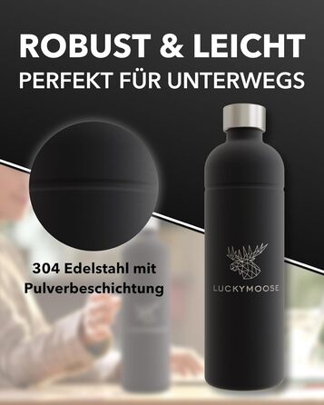 Пляшка Luckymoose Infinity 1.25 л для газованої води Aarke Carbonator 3, Philips GoZero & Brita SodaOne Maker - пляшка з нержавіючої сталі, яку можна мити в посудомийній машині без терміну придатності (2 шт. чорна)