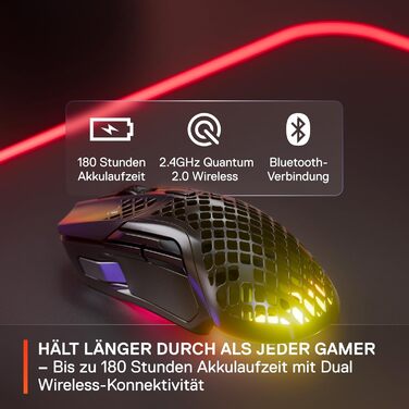 Ігрова миша з отворами на поверхні - Легка, водовідштовхувальна конструкція з пір'я - 9 кнопок - Bluetooth/2.4 ГГц - Оптичний датч