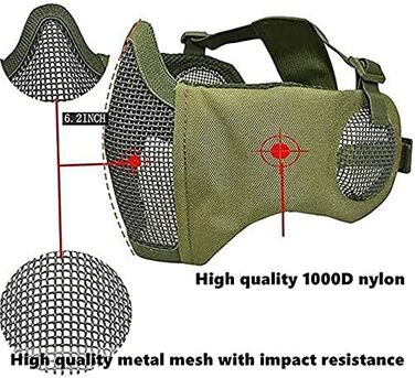 Шолом для пейнтболу PJ Airsoft Fast зі складними засобами захисту вух, маскою з напівсталевої сітки та комплектом захисних окулярів OD