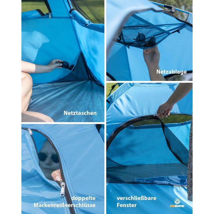 Автоматичний пляжний намет Outdoorer UV 80 SunSnapper Alu Air - надлегкий пляжний намет із захистом від ультрафіолету 80, захистом від комах