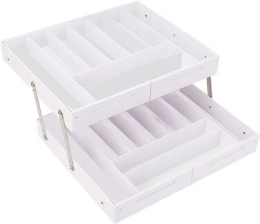 Органайзер для шухляд, складний, стильний, компактний, розширюваний органайзер для столу на кухні та туалетному столику, виготовлений з високоякісного пластику (білого кольору)