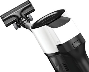 Акумуляторний стіковий пилосос 2-в-1 Grundig VCP 4130, 2 рівні потужності, двигун 110 Вт, Li-Ion акумулятор 21,6 В, пилозбірник 550 мл, до 45 хв роботи, 80 дБ, білий/чорний