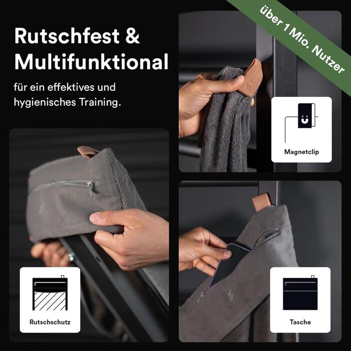 Спортивний рушник STRYVE Оригінальний Towel Платиново-сірий 90 x 40 см Магнітна кліпса та протиковзкий захист Розумний дизайн за найкращою ціною Ідеально підходить для спортзалу