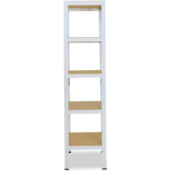 Надміцний стелаж для дому, білий/металевий стелаж з 5 полицями/стелаж для підвалу, стелаж для гаража, стелаж для майстерні або стелаж для зберігання/металевий стелаж без болтів, вантажопідйомність 175 кг, В 200 см / Ш 60 см / Г 60 см, 200x60x60