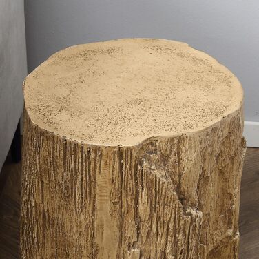 Приставний столик HOMCOM, вигляд пня, водонепроникний тумбочка, журнальний столик з порошку неорганічної руди, підставка для рослин, квітковий табурет для вітальні, спальні, 37 x 37 x 43 см, натуральний колір