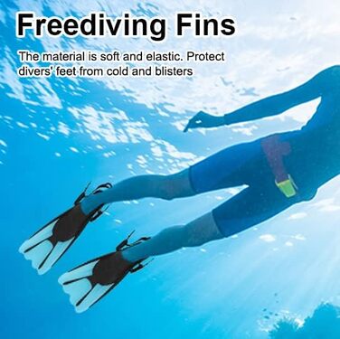 Ласти для снорклінгу, регульовані ласти для дайвінгу, короткі з сумкою для перенесення, ласти для плавання для дітей та дорослих, розмір 34-38, легкі дорожні ласти для плавання та снорклінгу, сині, S