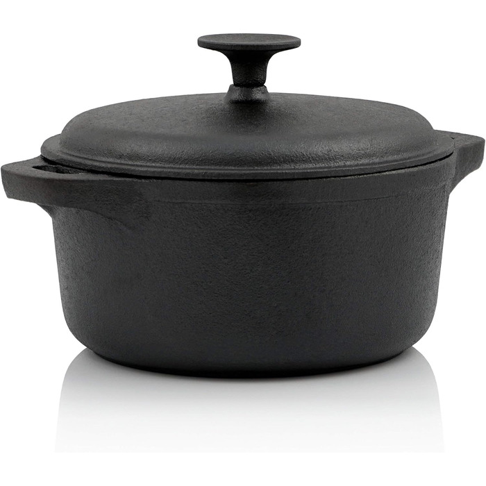 Чавунна каструля BBQ-Toro чорна чавунна каструля - сковорода для смаження з кришкою (2,7 л)