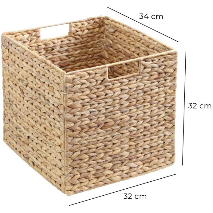 Кошики Kallax, набір з 2 шт. Виріб з натурального водяного гіацинта Ідеально підходить для полиць Kallax 34 x 32 x 32 см Міцний кошик для зберігання Складаний Спеціальна пропозиція