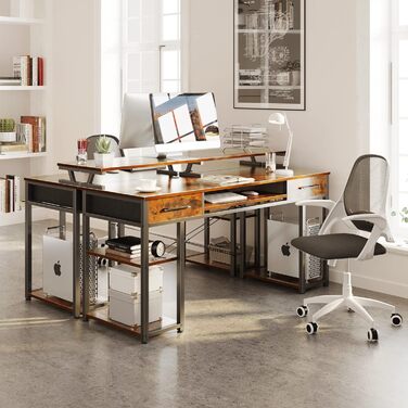 Стіл ODK, комп'ютерний стіл з висувними ящиками, 120x48x90см, дерев'яний стіл зі знімною полицею, офісний стіл з лотком для клавіа