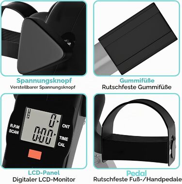 Міні-тренажер Techfit Pedal-Ausbilder для дому та офісу, компактний симулятор ходьби для рук і ніг, для реабілітації та легких тренувань, білий PED2