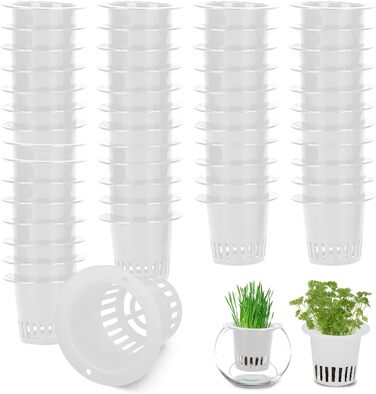 Сітчастий горщик для гідропоніки Tomotato, сітчастий горщик для рослин для гідропоніки, 50 упаковок, пластиковий сітчастий горщик для гідропоніки для гідропоніки рослинних орхідей (білий)