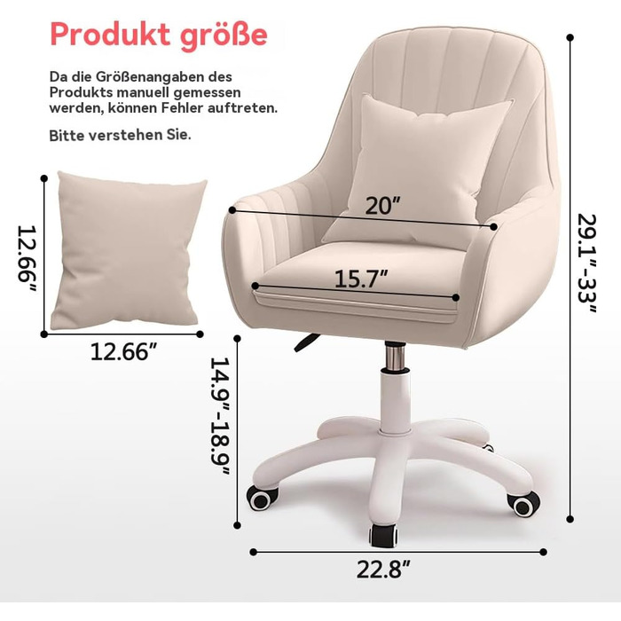 Офісне крісло, комп&39ютерне крісло із середньо-високою спинкою, сучасне м&39яке комп&39ютерне робоче крісло з набивкою, обертове, регульоване по висоті, оксамитове крісло з акцентом. Біле.