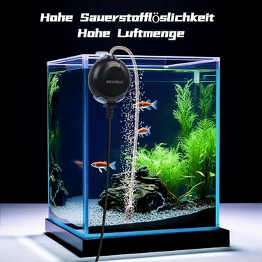 Кисневий насос Boxtech Mini Quiet Aquarium з повітряним каменем та силіконовим шлангом для акваріумів та нано-акваріумів (чорний)