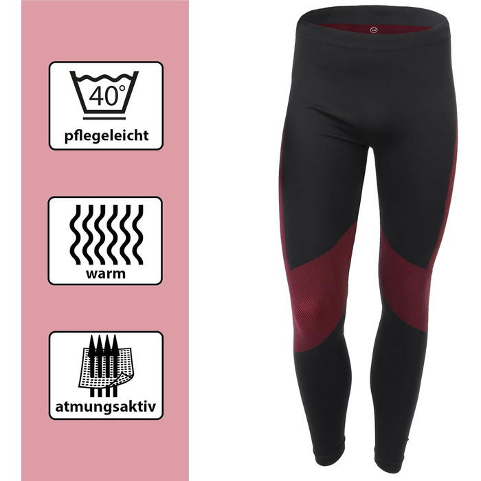 Чоловіча функціональна білизна ALPIDEX Термобілизна Лижна білизна - дихаюча, тепла та швидковисихаюча XXL-3XL Чорно-червона