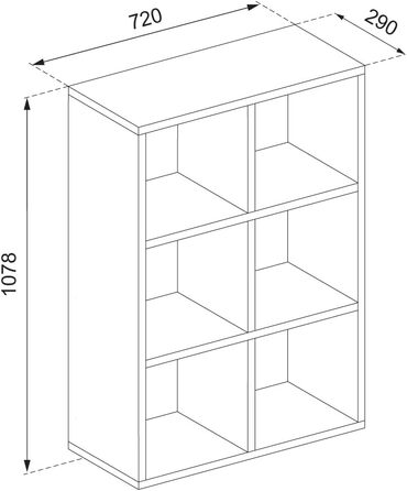 Квадратна перегородка для кімнати Vicco, книжкова шафа, Sonoma, 72 x 107,8 см Sonoma 72x107,8x29 см