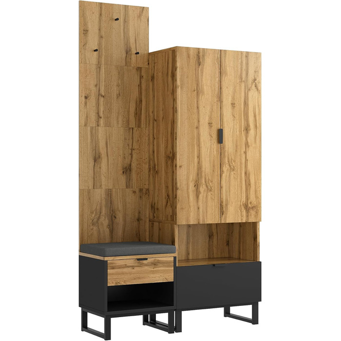 Шафа для одягу KecDuey з лавкою для взуття та подушками, шафа для передпокою, вішалка для аксесуарів спереду, висувні ящики та рег