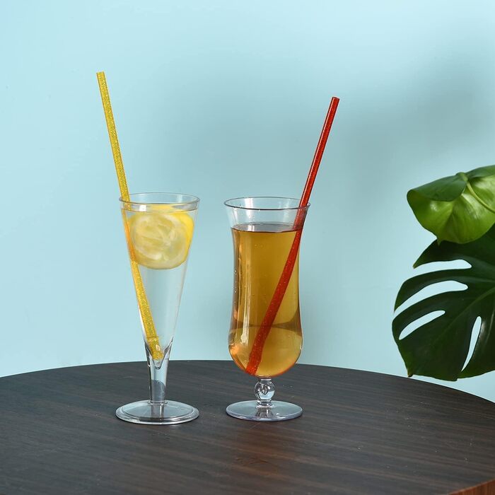 Багаторазові прозорі пластикові соломинки ALINK 12 Pack Glitter, тверді трубки-тумблери довжиною 27,9 см зі щіткою для чищення (12