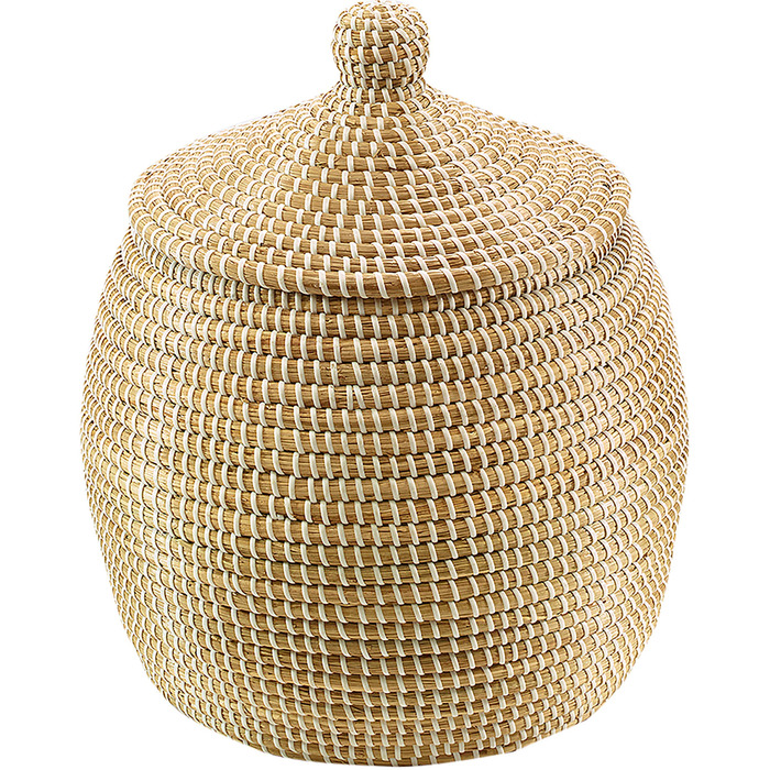 Кошик Kobolo з морською змією - Ø 32 см В 34 см - Коричневий - Плетений кошик для зберігання з кришкою - Декоративний універсальний кошик для білизни, іграшок та організації - Маленький кошик для аксесуарів