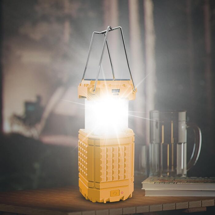 Яскраве освітлення на сонячній енергії Сонячний кемпінговий ліхтар, акумуляторний, 3000 мАг, водонепроникний портативний ліхтар для подорожей, походів, піших прогулянок, використання в автомобілі, на риболовлю, екскурсії, помаранчевий